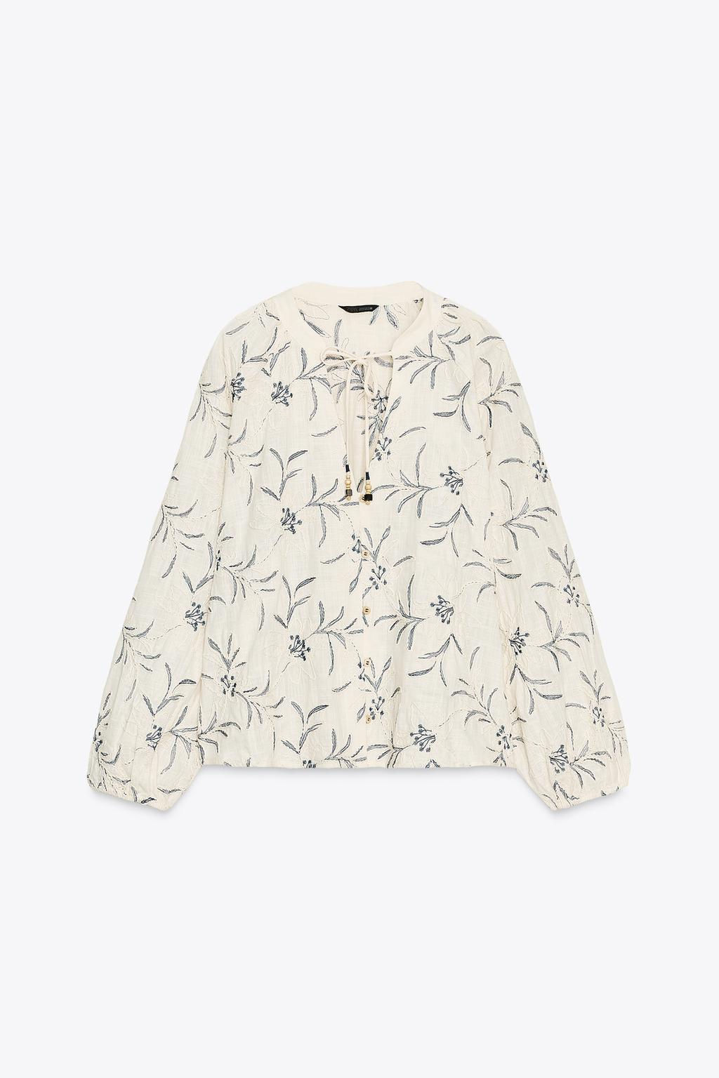 RUSTIC TEXTURED EMBROIDERED BLOUSE - Zara фото 6