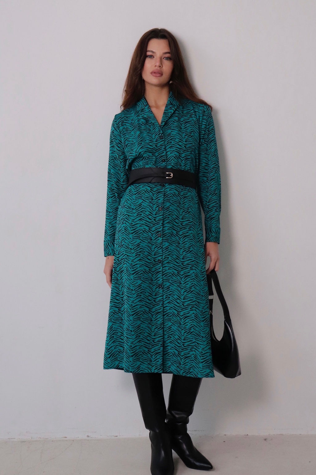 Платье-рубашка с английским воротником принт - Martichelli фото 202