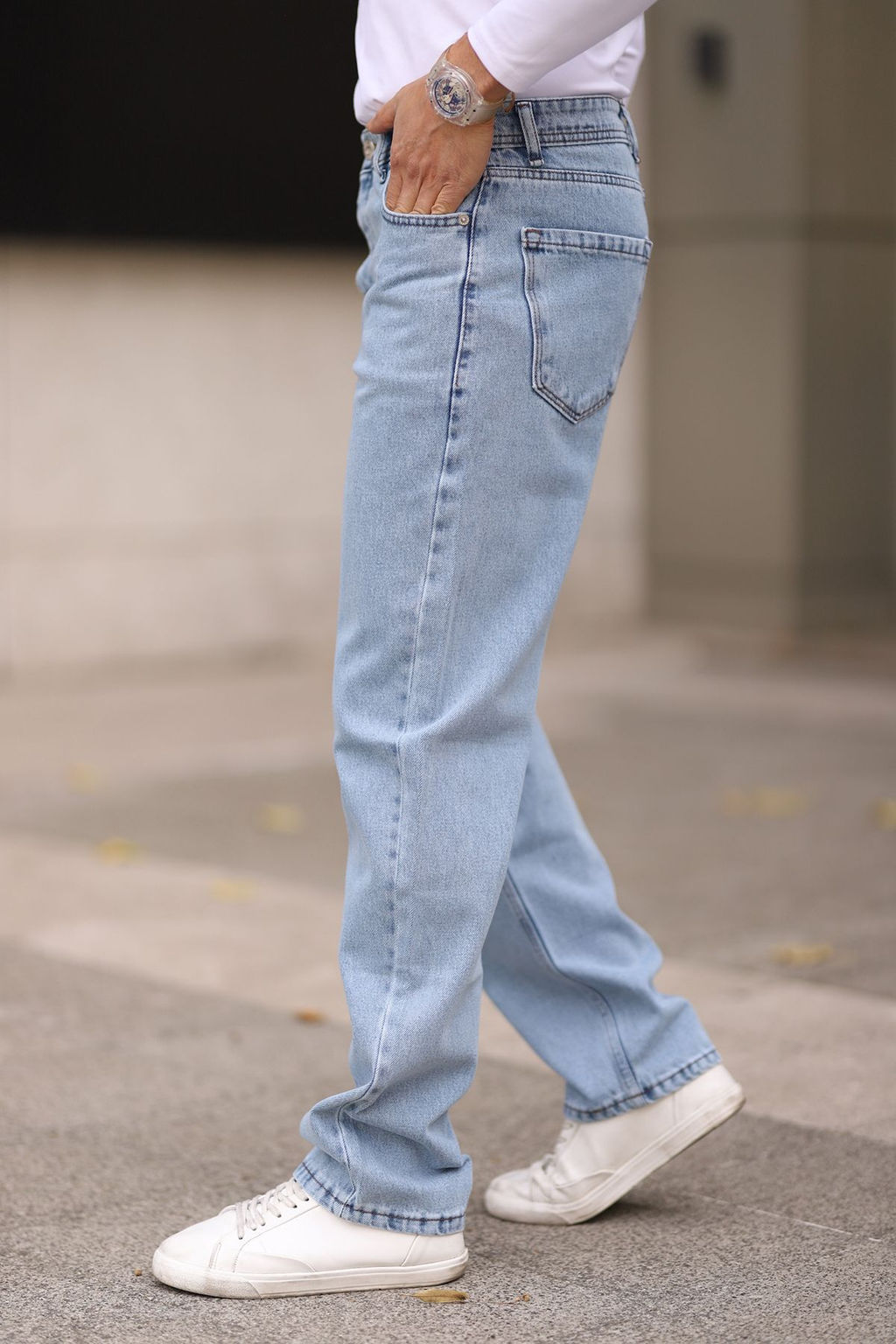 TRENDYOL MAN Ac?k Mavi %100 Pamuk Baggy Fit Jeans Bol Kot Pantolon TMNAW24JE00027 - Trendyolmilla фото 4