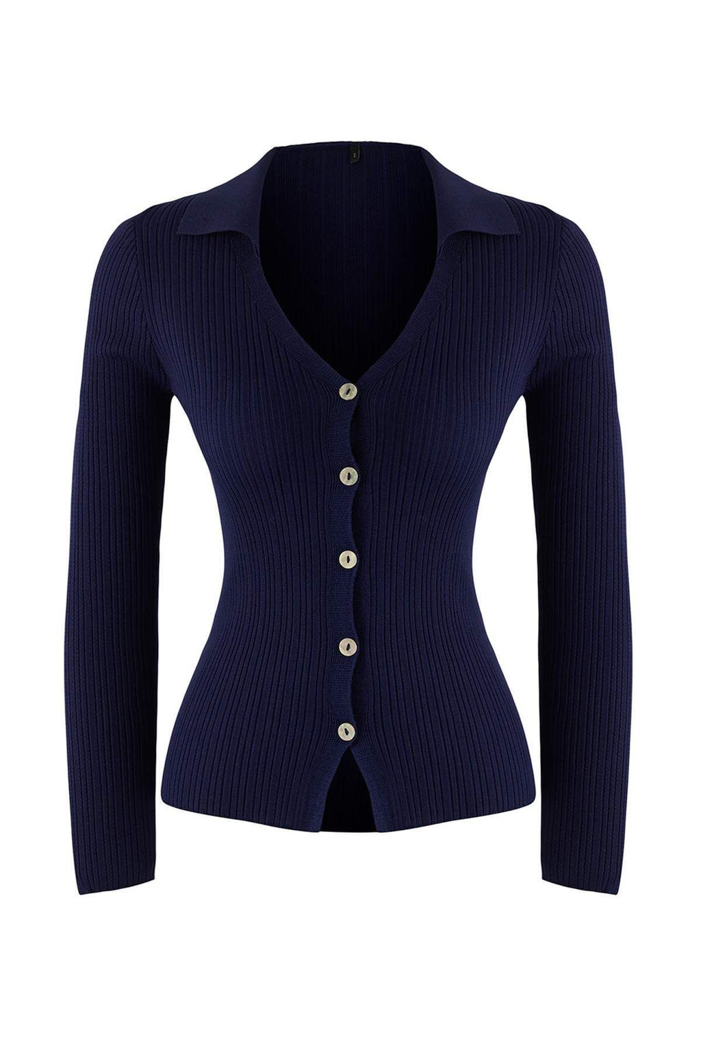 Wardrobe Essentials Lacivert Fitted/Vucuda Oturan Merserize Gorunumlu Triko H?rka TWOAW26HI00113