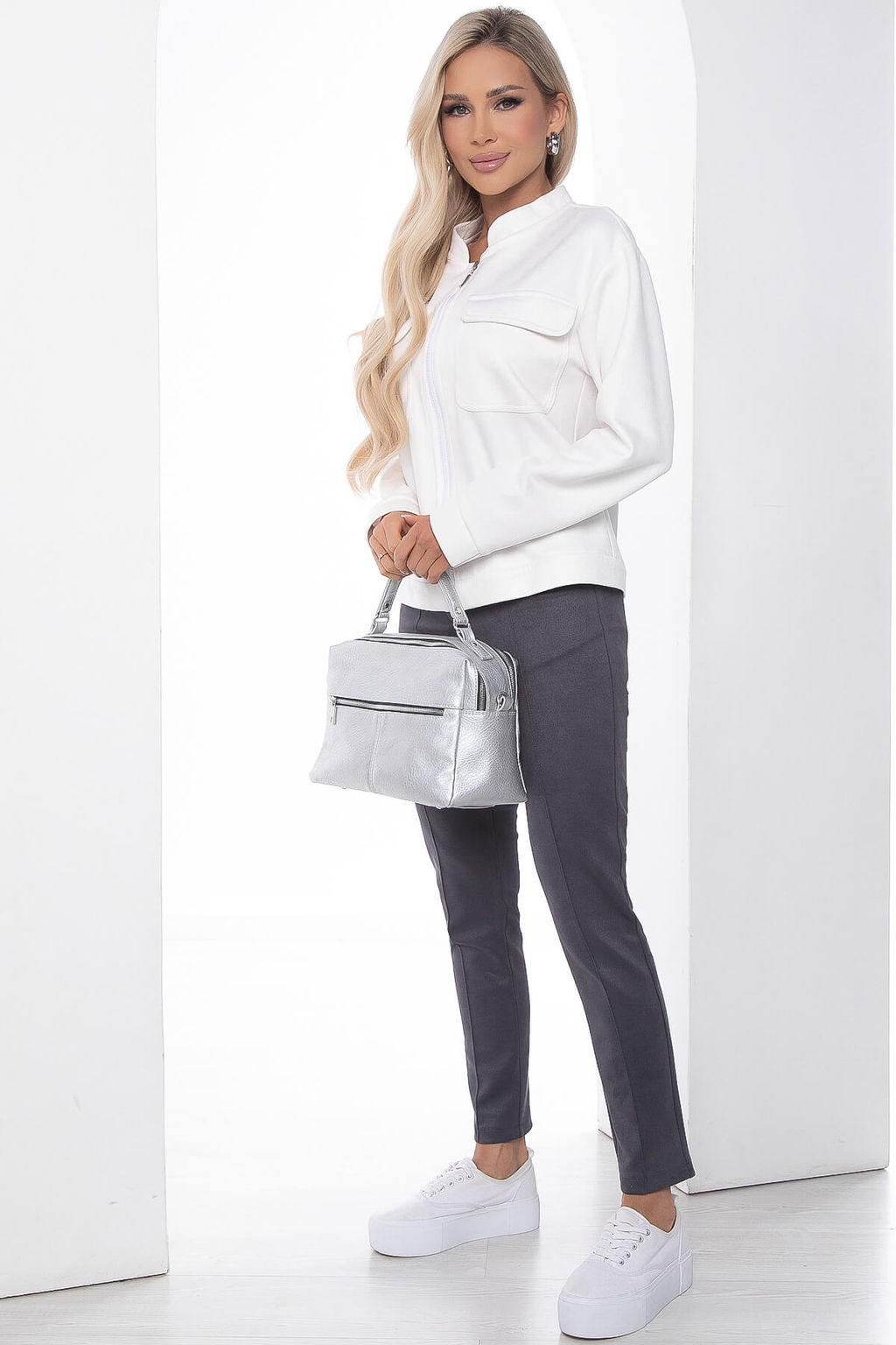 Жакет на молнии Александра (белый) Б8898 - Lt collection фото 3