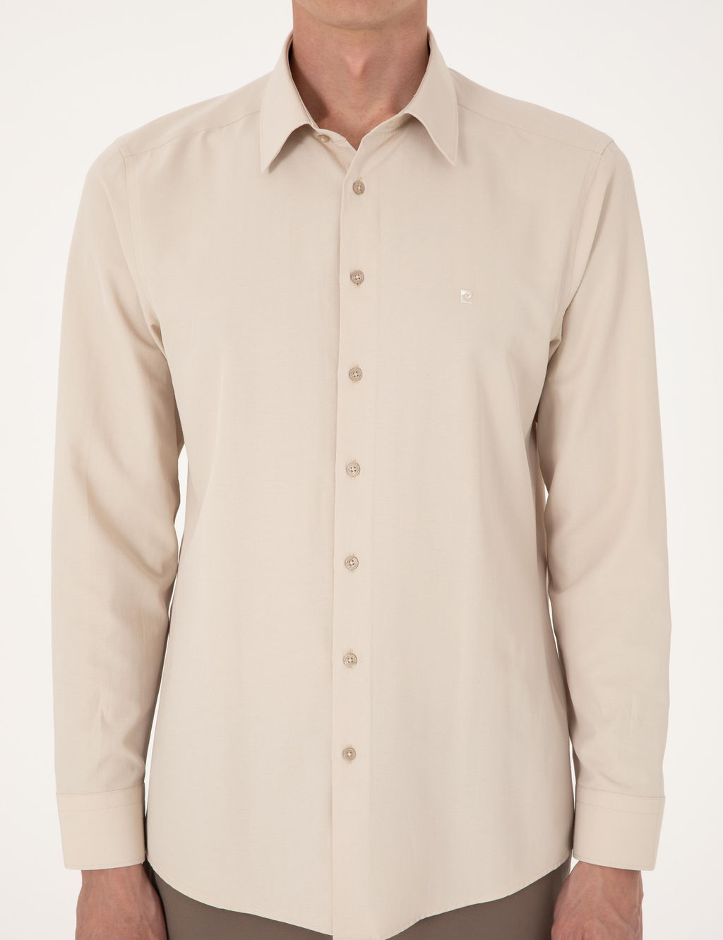 Bej Slim Fit Uzun Kollu Basic G_mlek - Pierre cardin фото 6