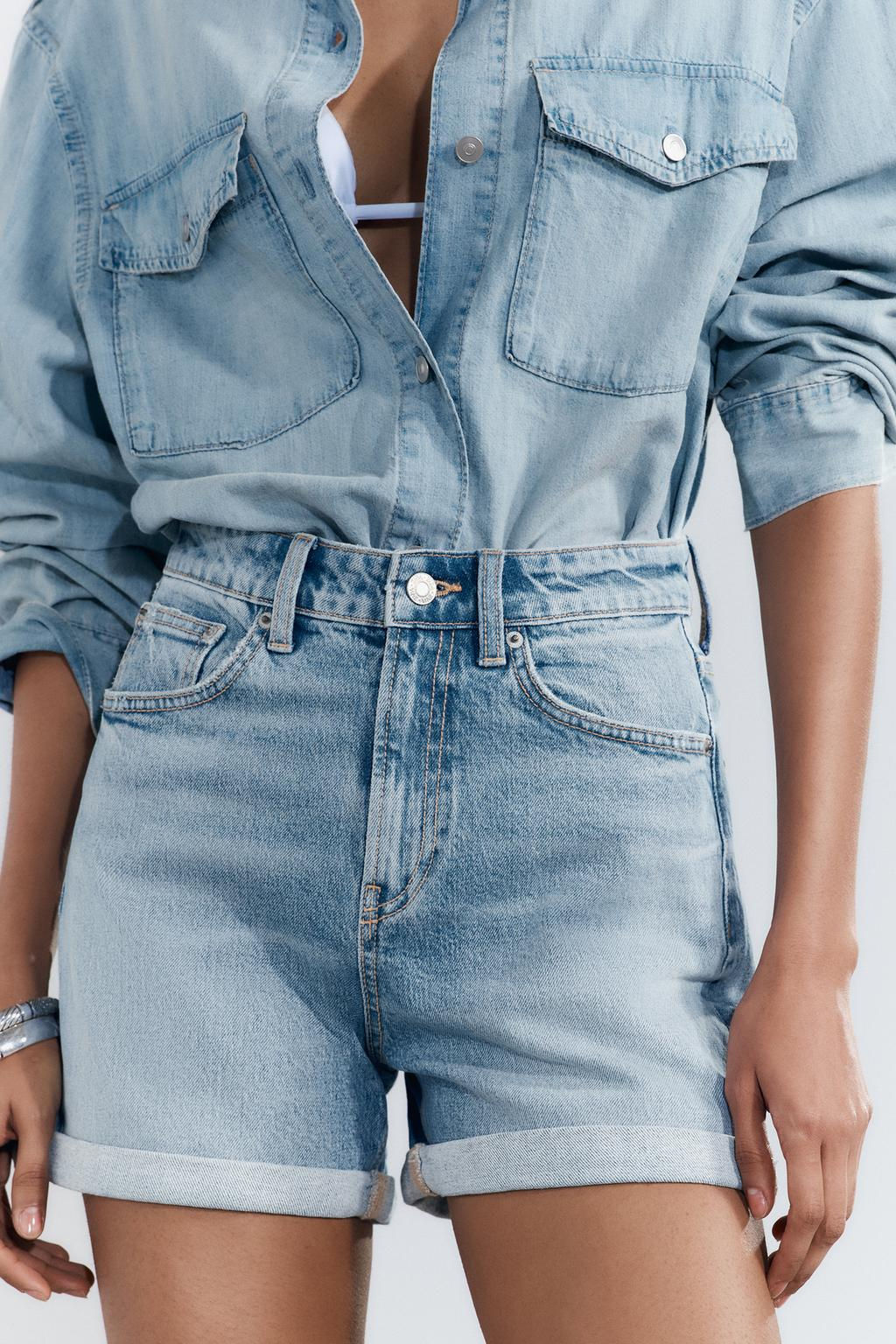 HIGH-WAIST MOM FIT TRF BERMUDA SHORTS - Zara фото 25