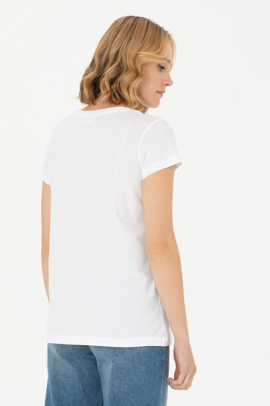 Kad_n Beyaz Bisiklet Yaka Ti__rt - U.s. polo assn фото 5