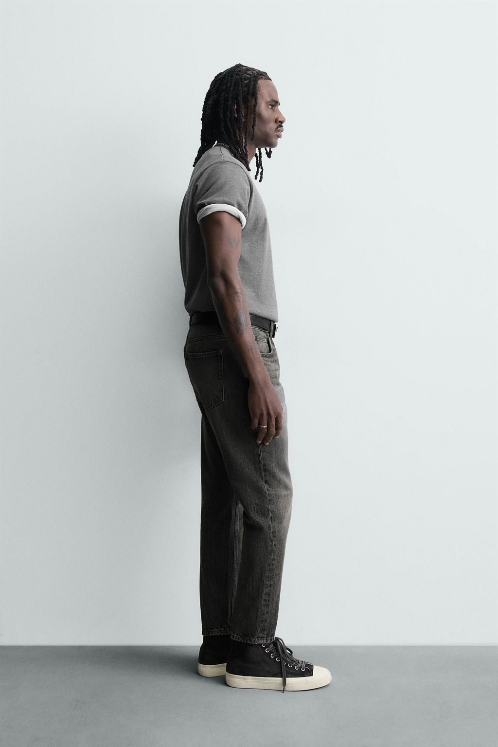 JEANS SLIM CROPPED FIT / Gris - Zara фото 4