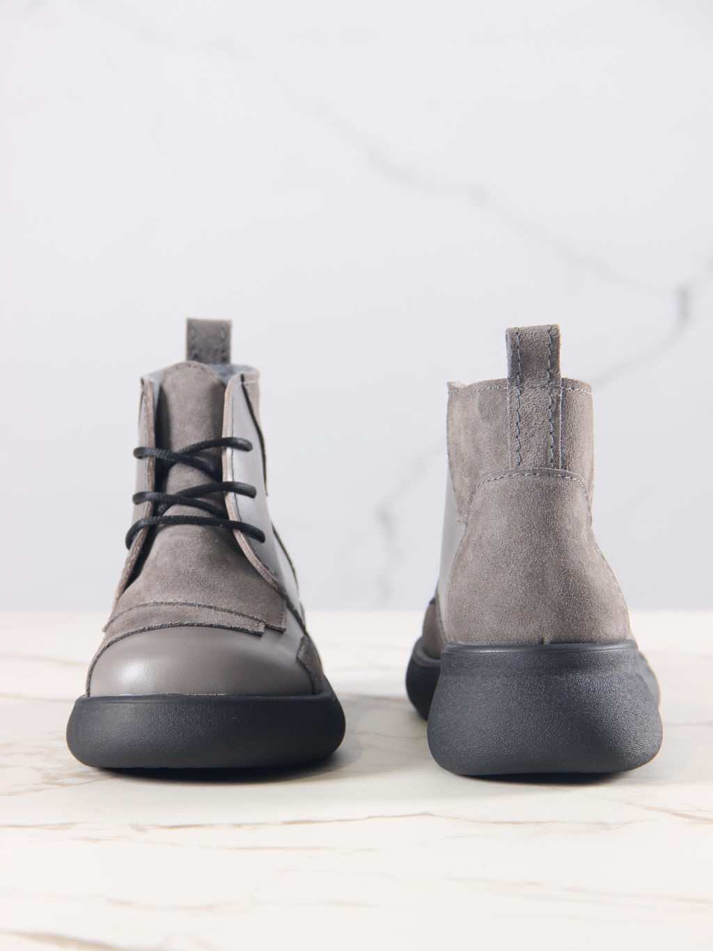 Ботинки 305.927bl.Серый замок замша+серый игуана/мех