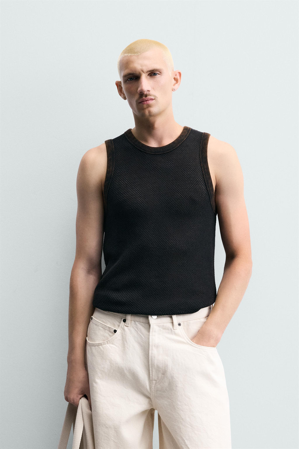 CAMISETA TANK ESTRUCTURA CALADOS / Tostado - Zara фото 2