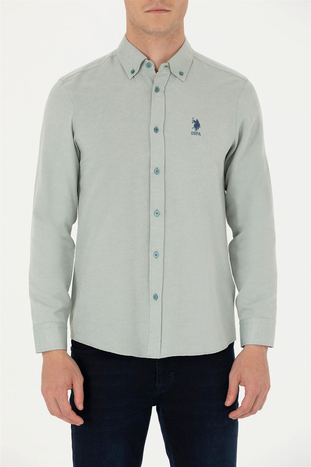 Мужская мятная базовая рубашка с длинным рукавом Неожиданная скидка в корзине - U.s. polo assn фото 6