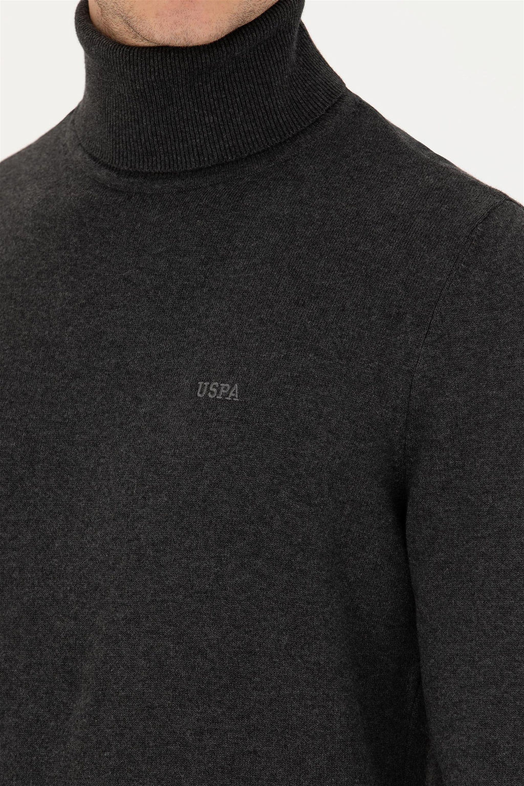 U. S. Polo Assn Мужской базовый свитер антрацитового меланжа - U.s. polo assn фото 14