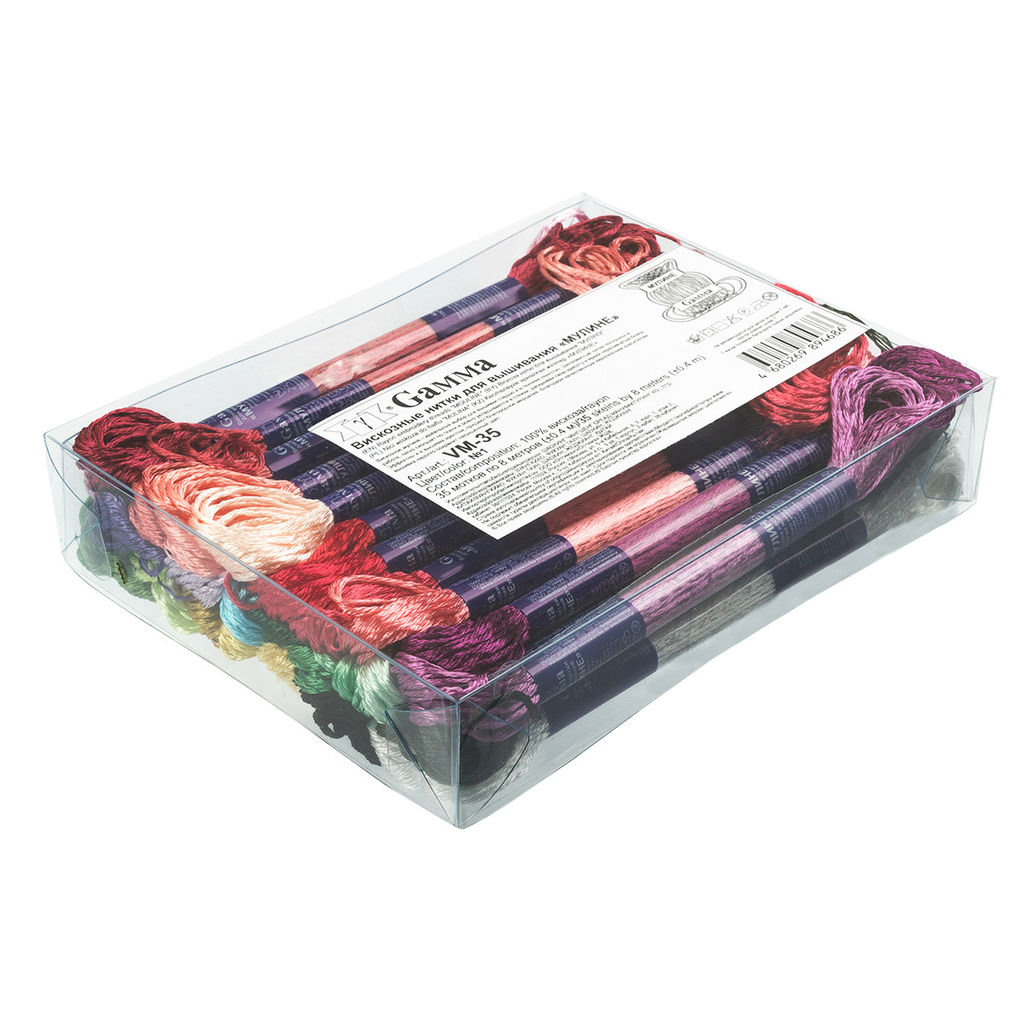 Нитки для вышивания Gamma набор мулине VM-35 100% вискоза 35 x 8 м №01 Цветочная поляна