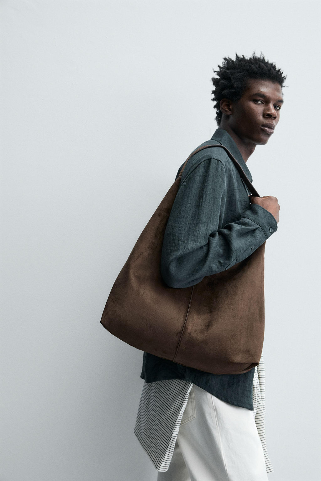 SPLIT SUEDE EFFECT SHOPPER BAG