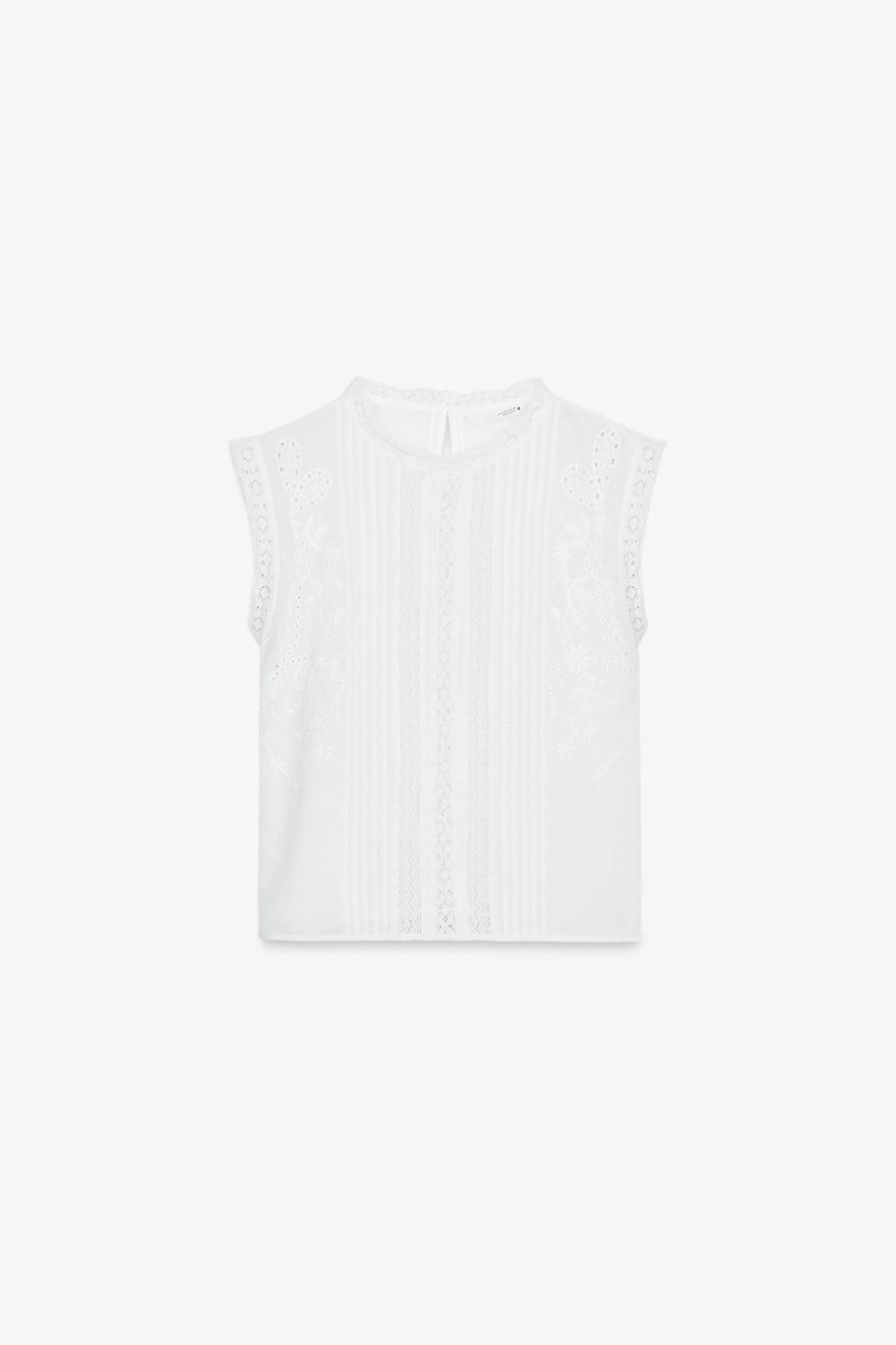 ZW COLLECTION LADDER STITCH SLEEVELESS BLOUSE - Zara фото 6