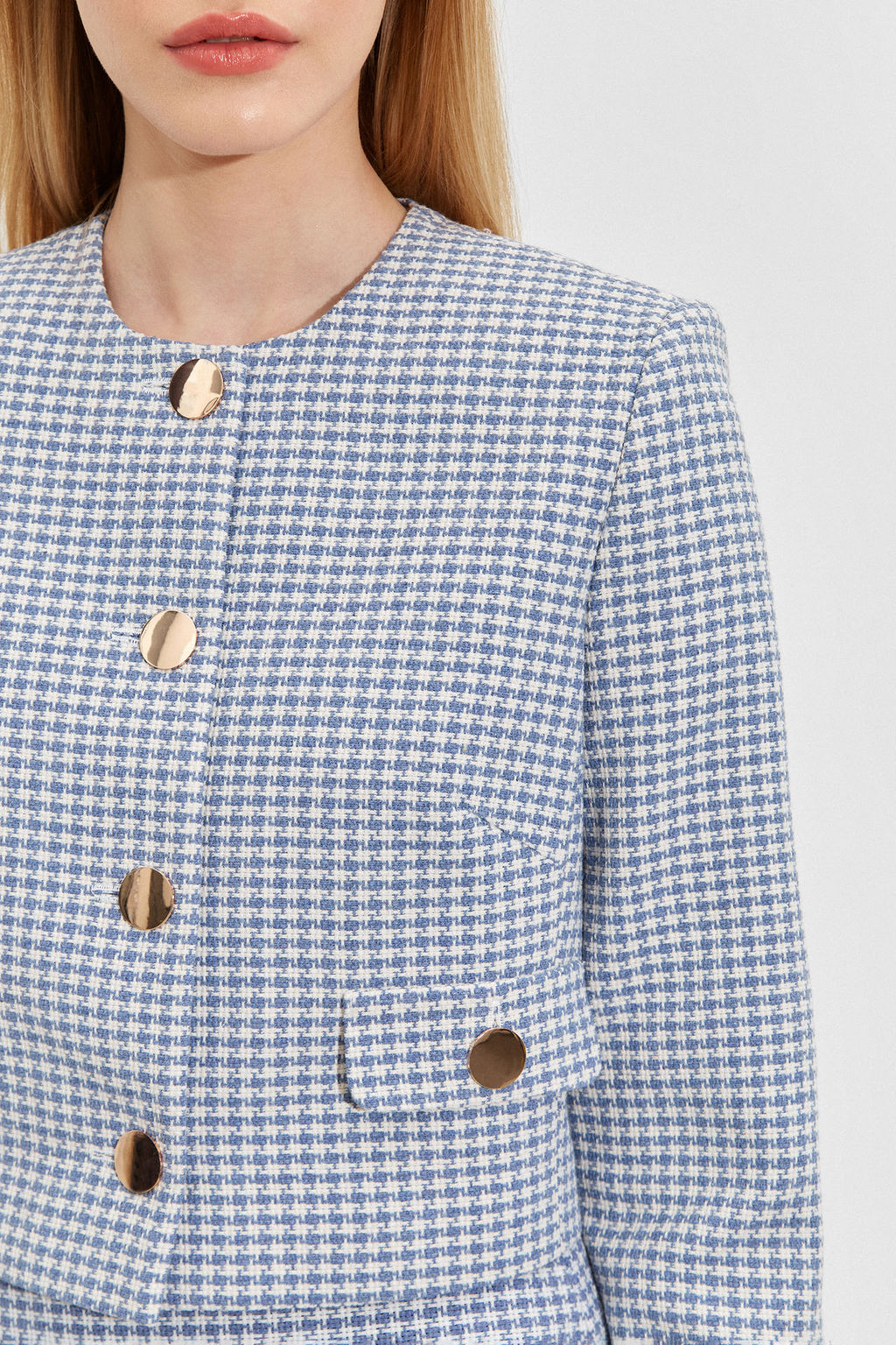 Жакет укороченный из твида с клапанами - Mollis фото 4