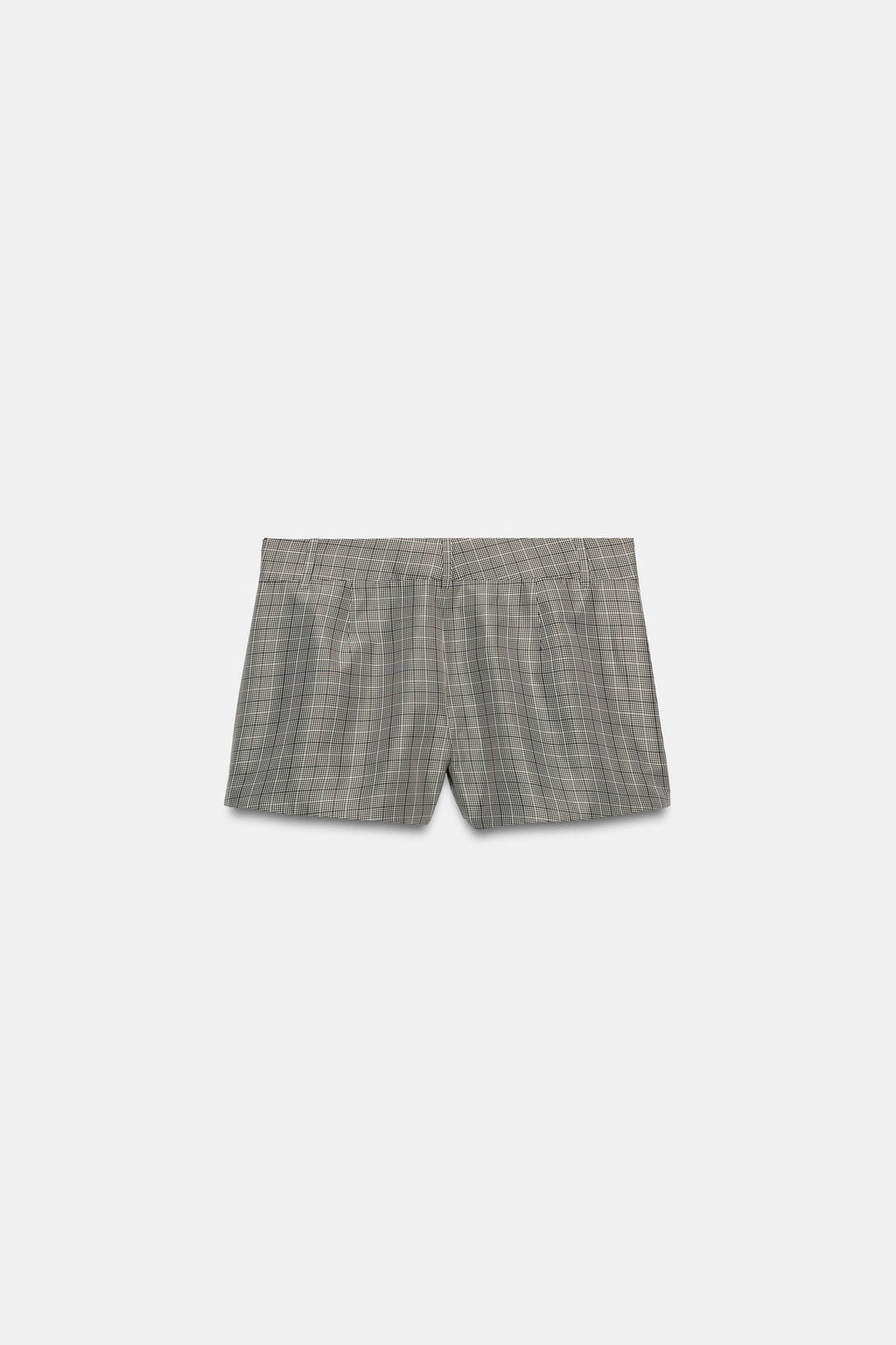 SHORTS CUADROS ZW COLLECTION / Negro / Crudo - Zara фото 5