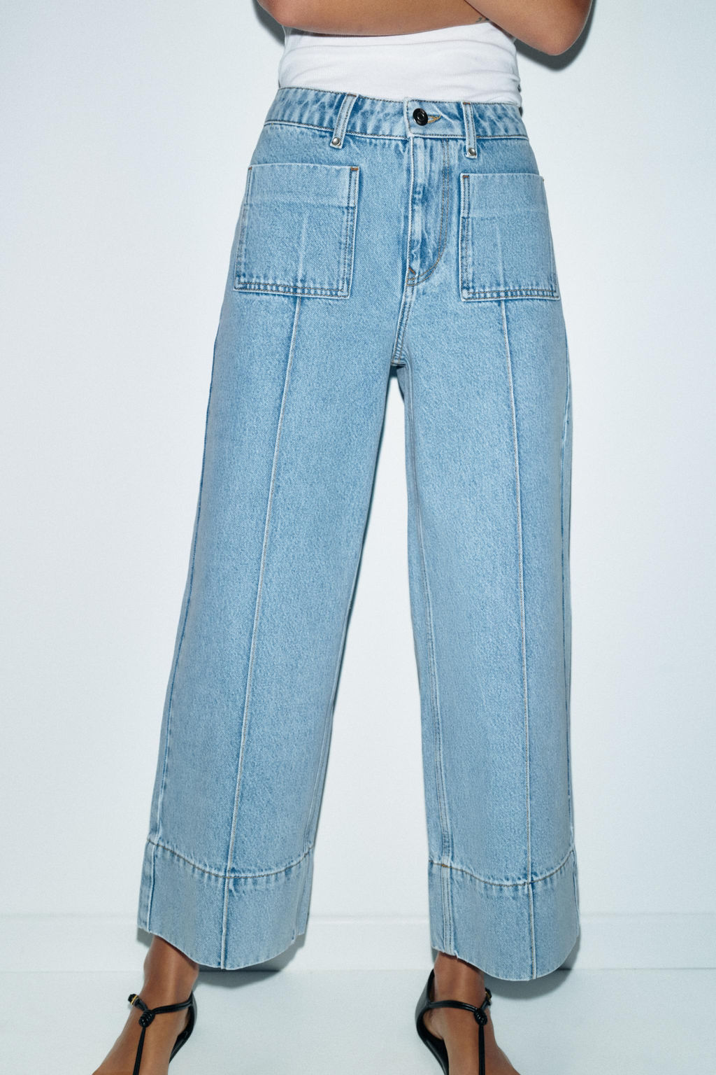 Z1975 WIDE-LEG CROPPED HIGH-WAIST JEANS - Zara фото 2