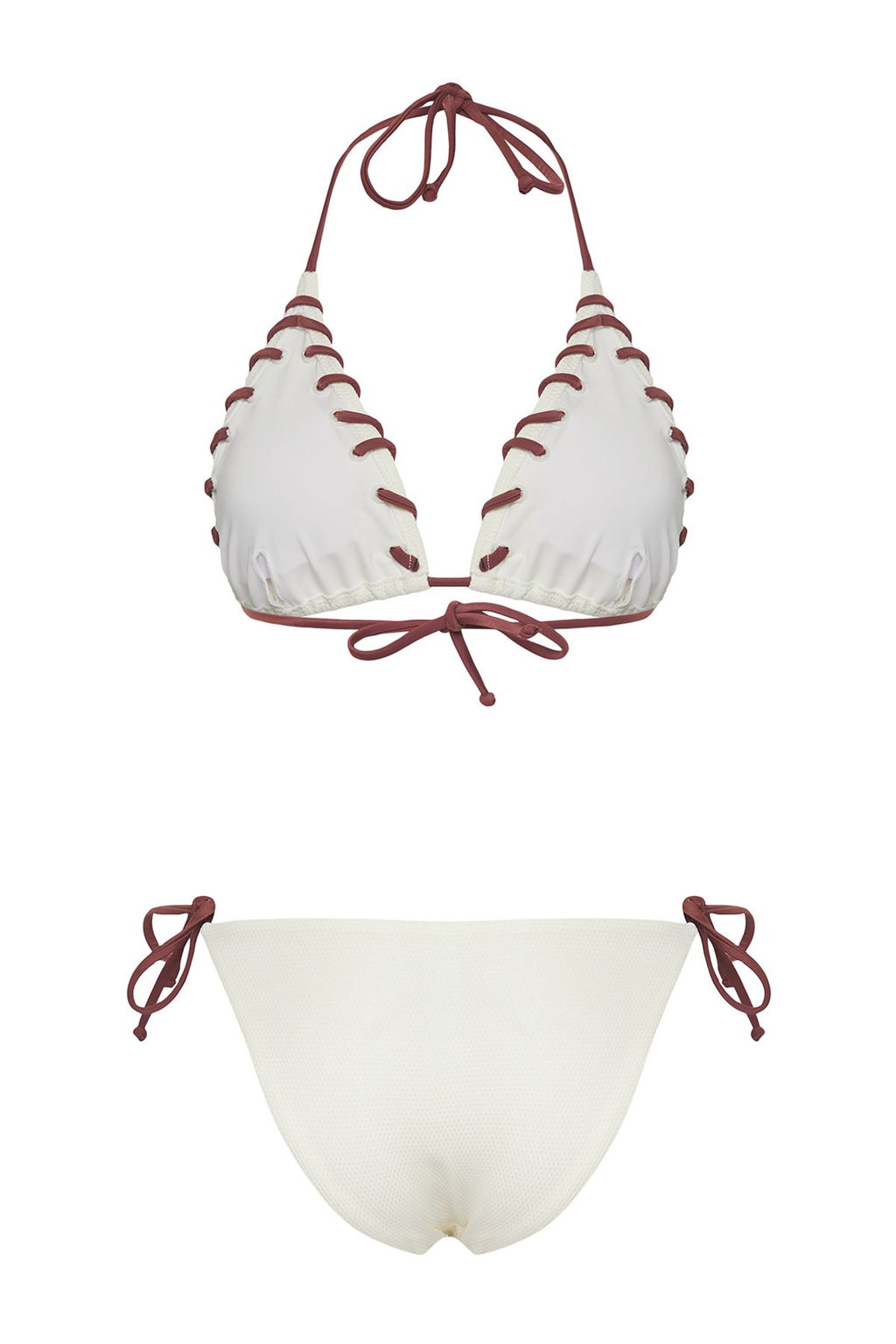 TRENDYOLMILLA Ekru Ucgen Kontrast Renk Biyeli Regular Bikini Tak?m? TBESS25BT00045  фото 13