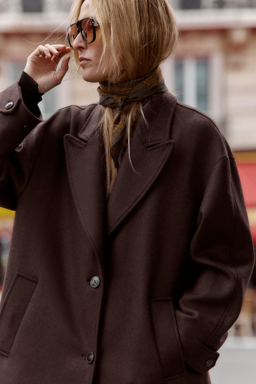 COAT WITH COMBINED LEATHER EFFECT COLLAR - Zara фото 4
