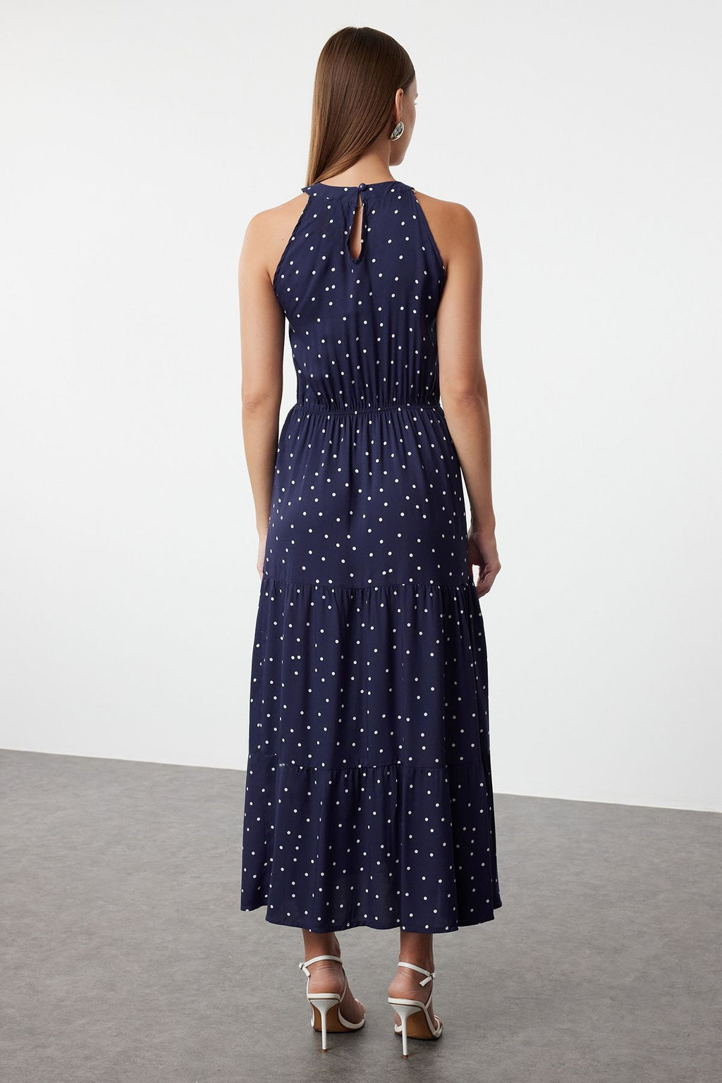 Siyah Soyut Desenli A Kesim Halter Yaka Maxi Dokuma Elbise TWOSS24EL01025 - Trendyolmilla фото 12