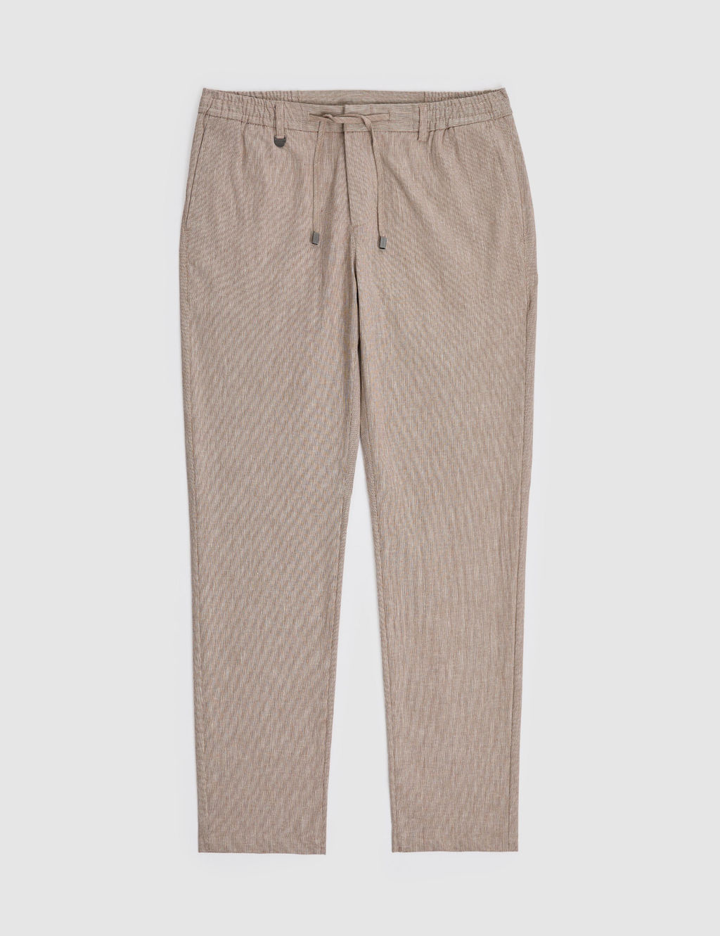 A__k Kahverengi Ex. Slim Fit Beli Kordonlu Pamuk Keten Kar___ml_ Pantolon