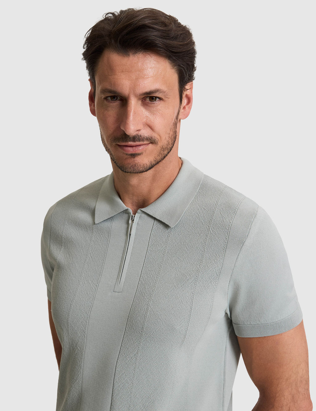 Koyu Mint Slim Fit Polo Yaka Fermuarl_ Triko Ti__rt