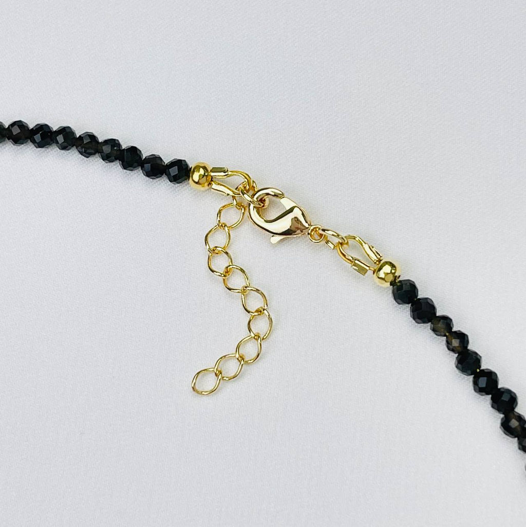 Колье из Обсидиана,Лунного камня и Яшмы 38 см +