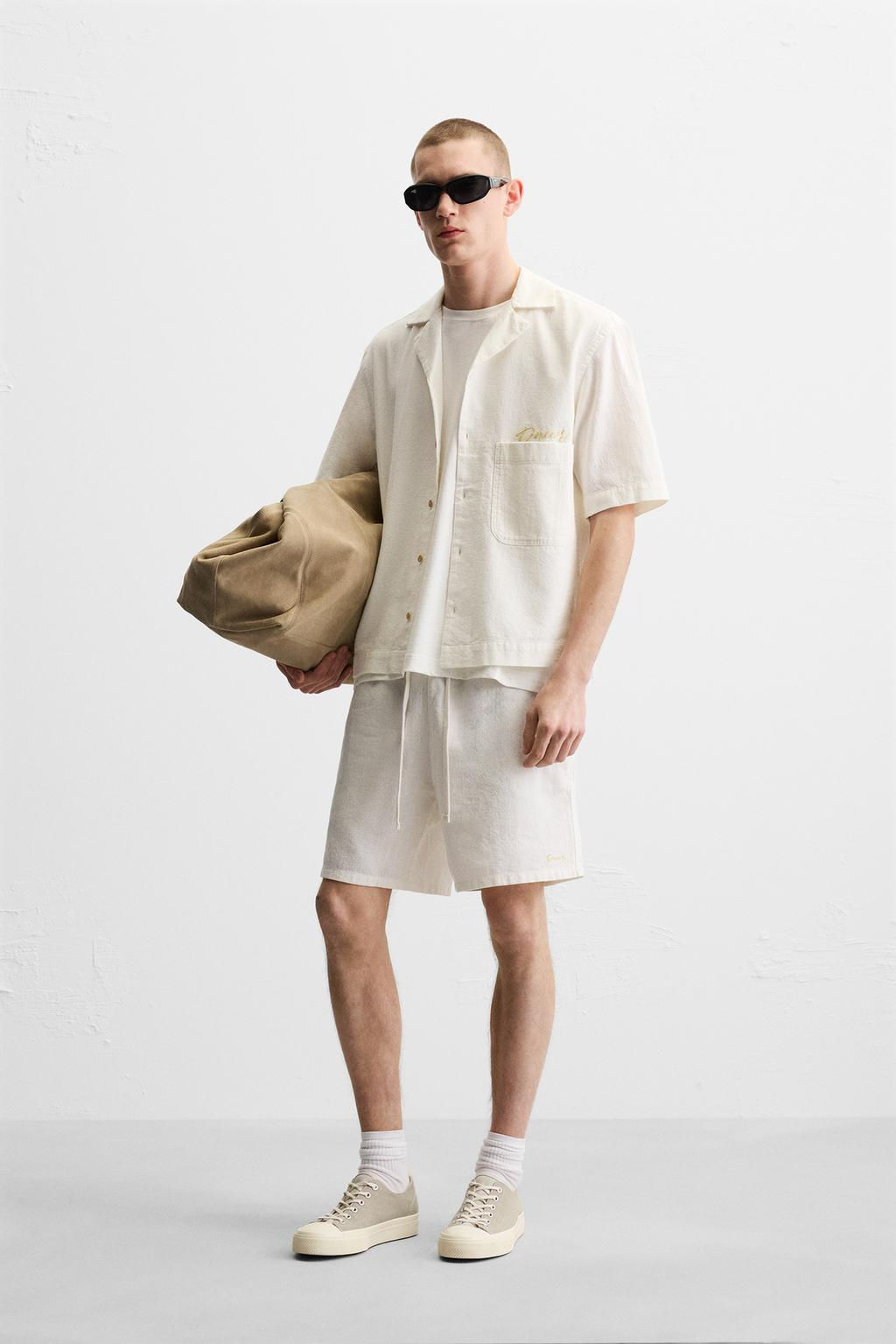 EMBROIDERED TEXTURED BERMUDA SHORTS - Zara фото 10