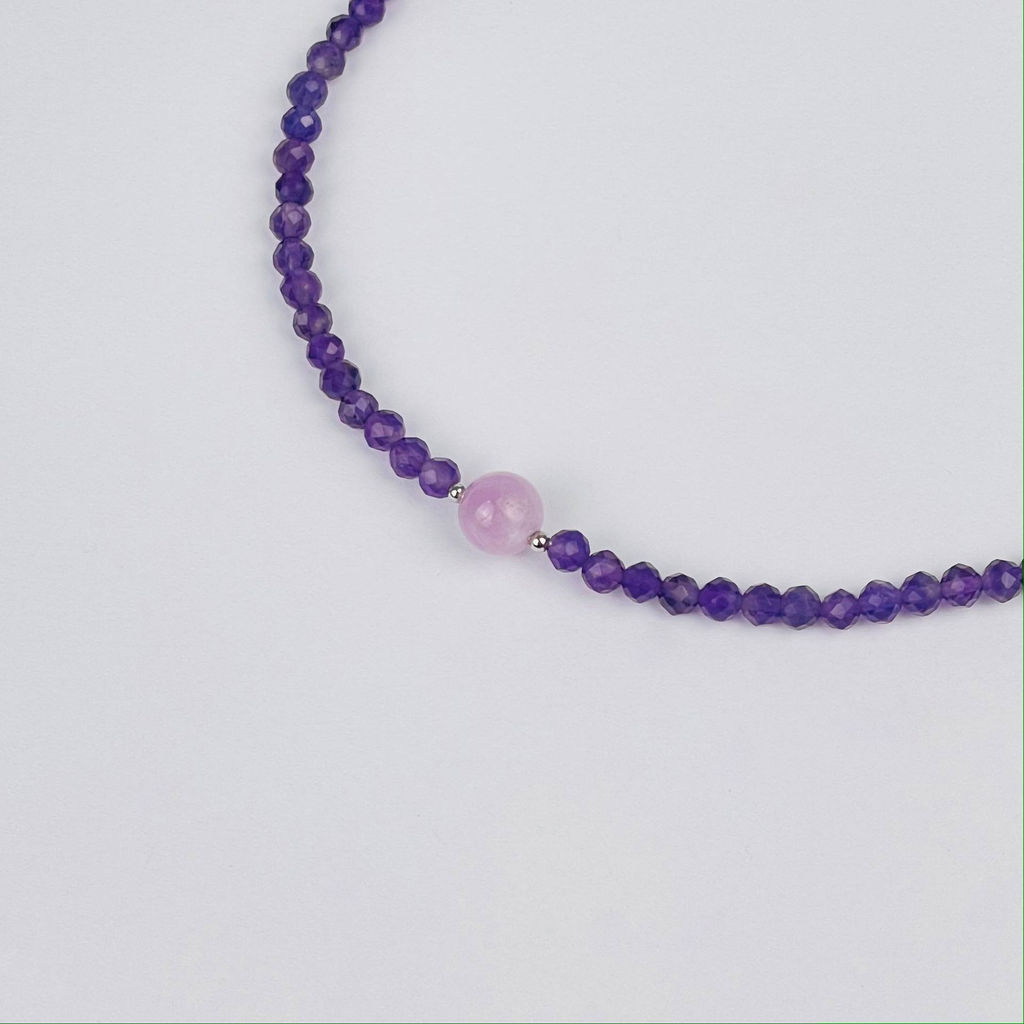 Колье из Аметиста и Кунцита 42 см +