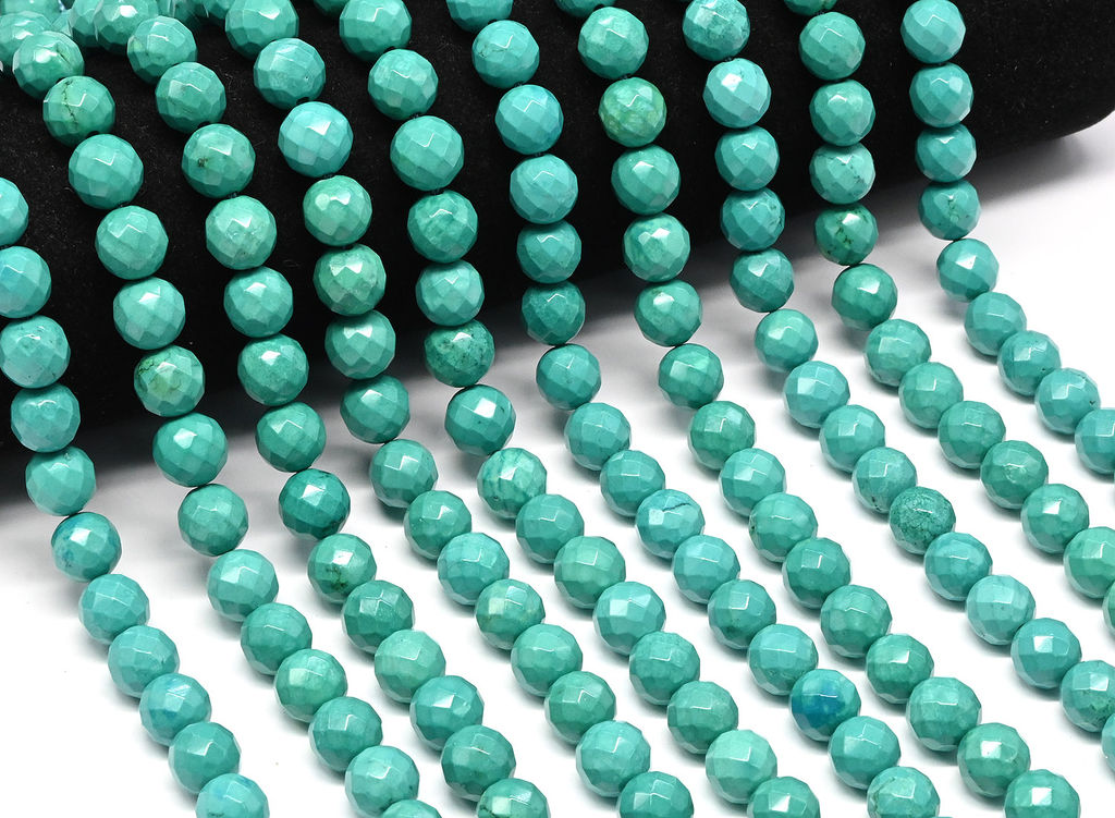 Бусины из бирюзы (имитация) шарик гр.10мм, 38см, 38 бусин Радуга камня