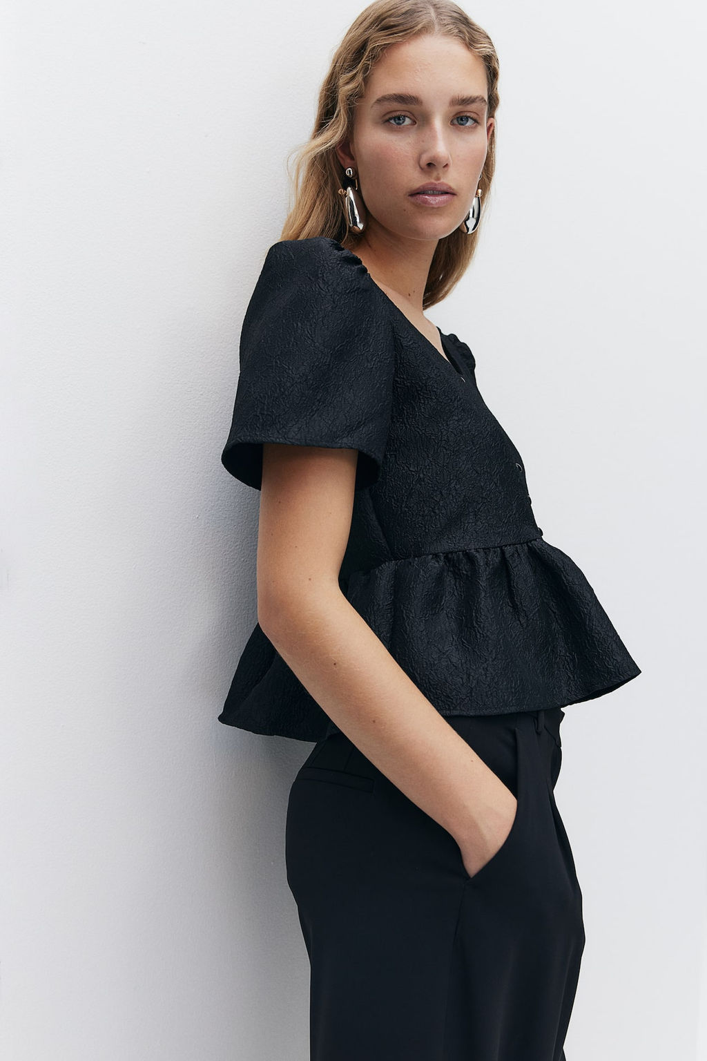 Blusa brocada con peplo - H&m фото 4