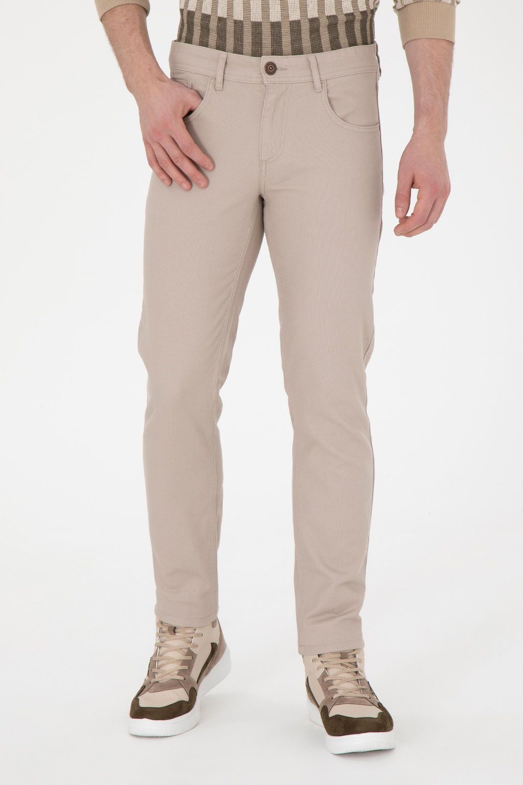 Мужские темно-бежевые брюки из плотной ткани Неожиданная скидка в корзине - U.s. polo assn фото 2