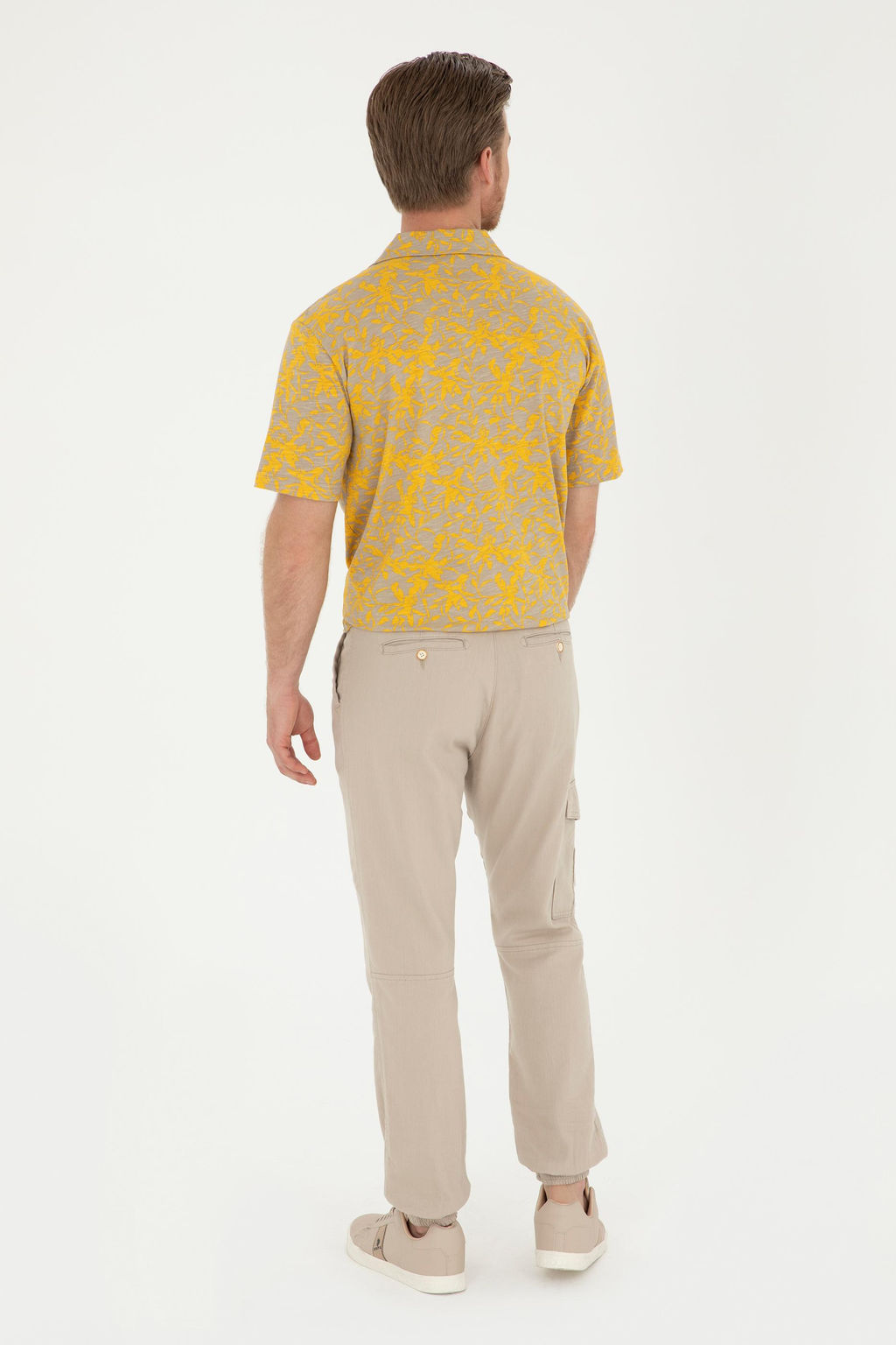 Erkek Jogger Fit Bej Kanvas Pantolon