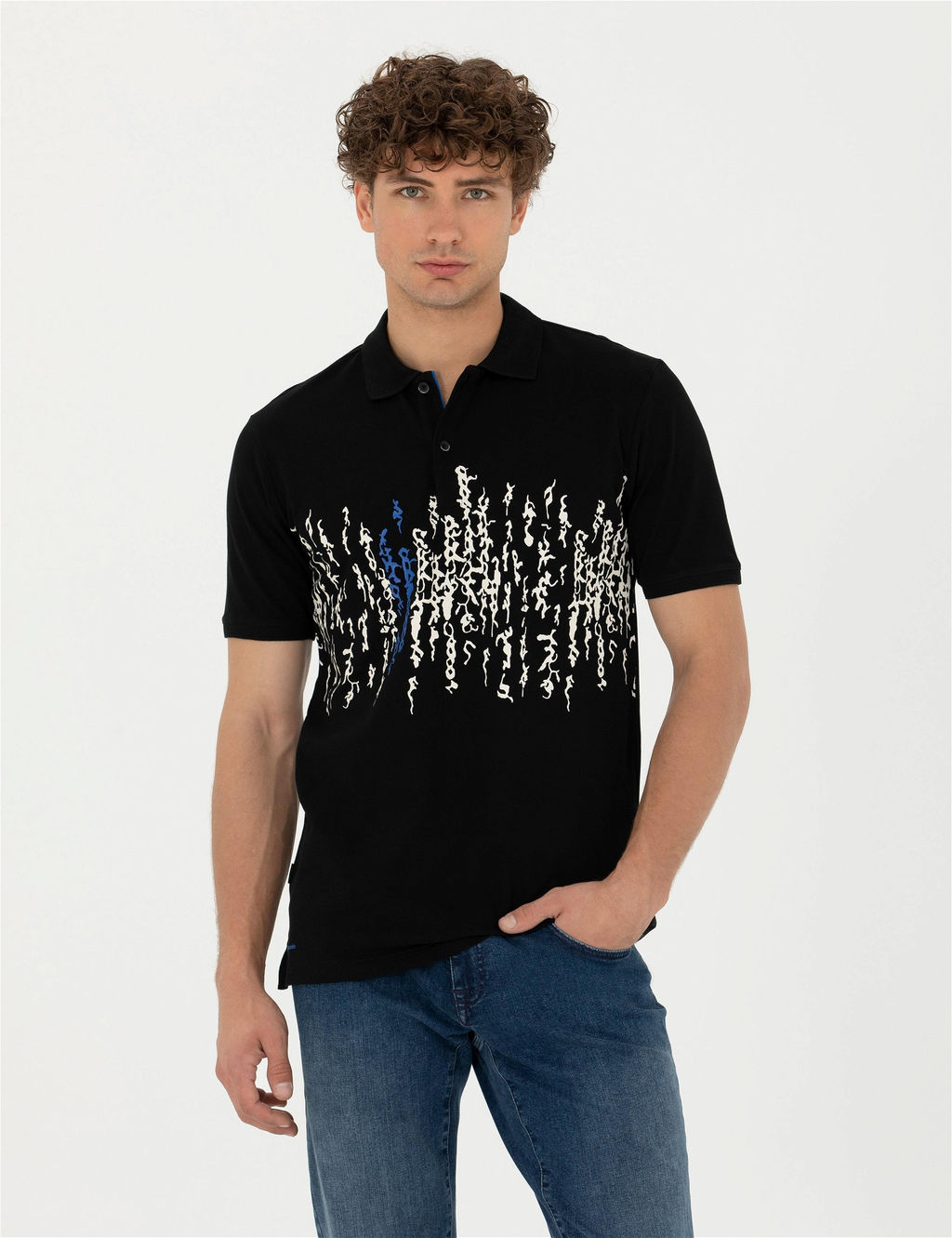 Siyah Slim Fit Polo Yaka Ti__rt