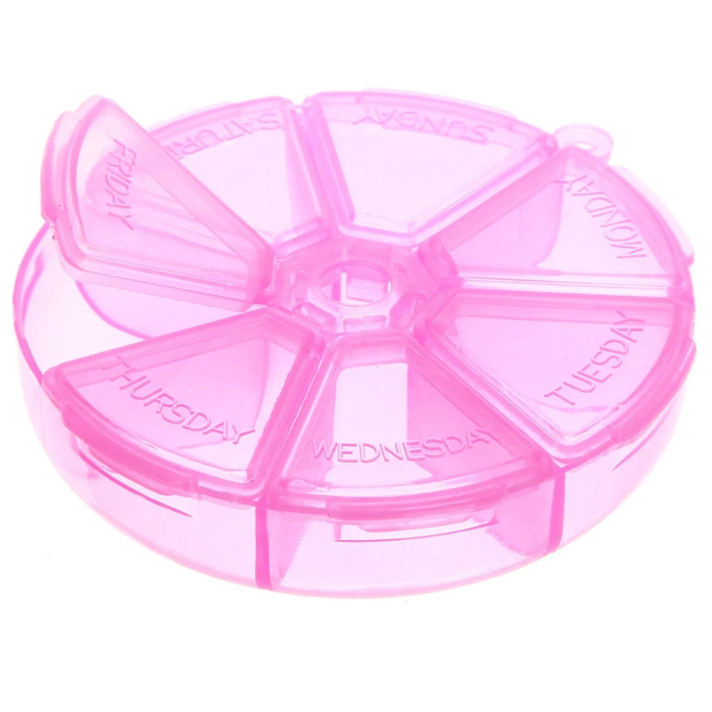 Цена за 12 шт. Таблетница - органайзер 7 ячеек "VOSTOKDOM", микс три цвета, 7*7*2см