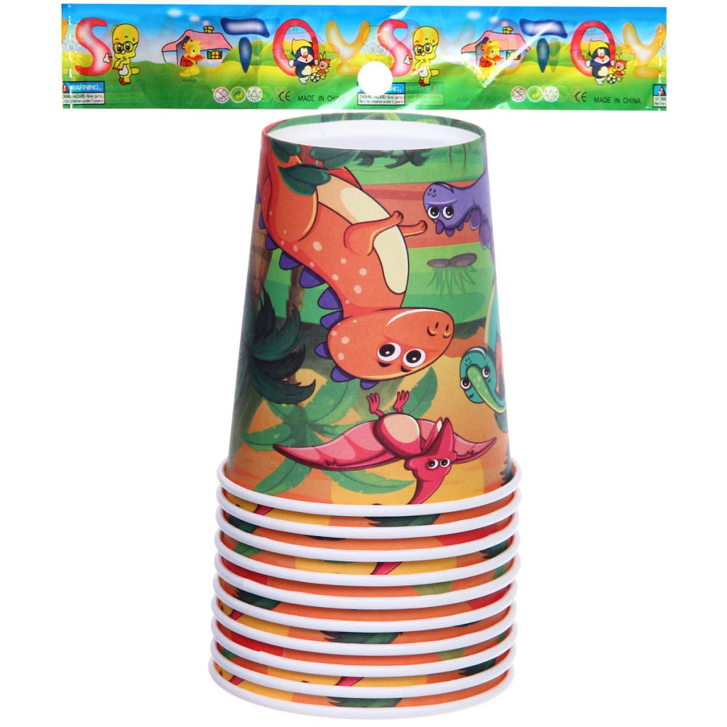 Стакан бумажный 0,2л в наборе 10 шт "Славные динозаврики"