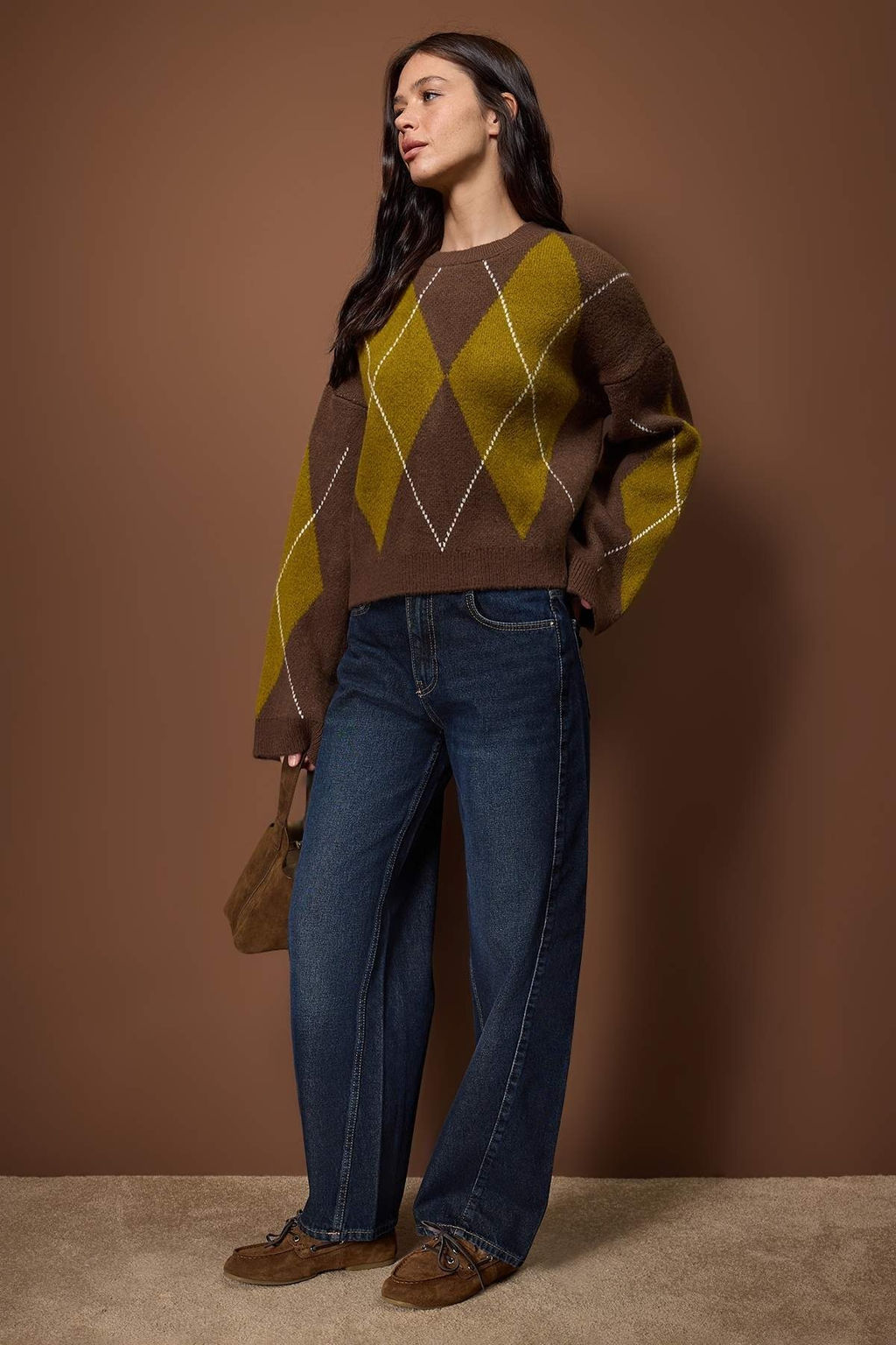 Kahverengi Baklava Desenli Triko Kazak TWOAW26KZ00289 - Trendyolmilla фото 6