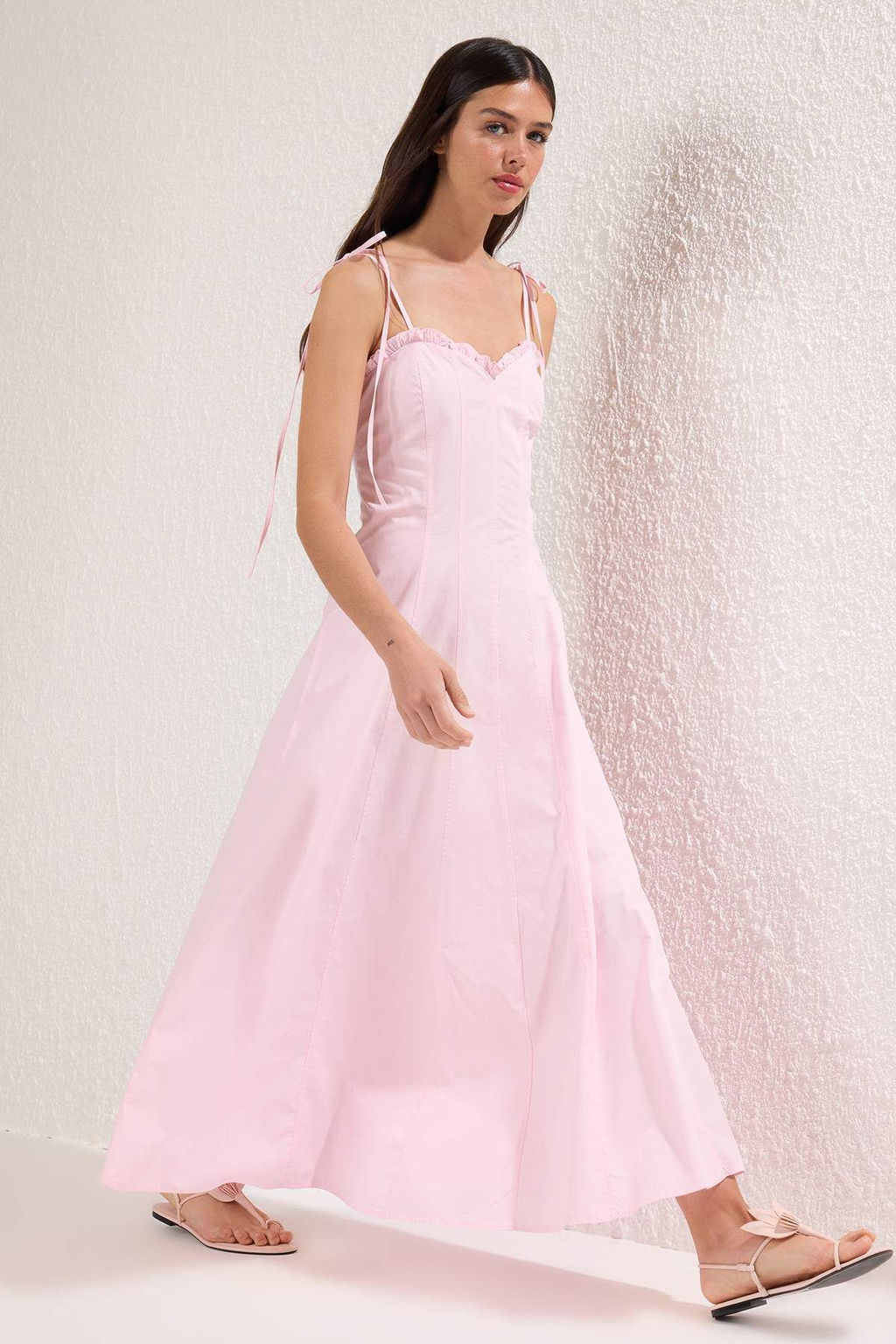 Koyu Bordo Belden Ac?lan Dokuma Maxi Elbise TWOSS25EL00870 - Trendyolmilla фото 15