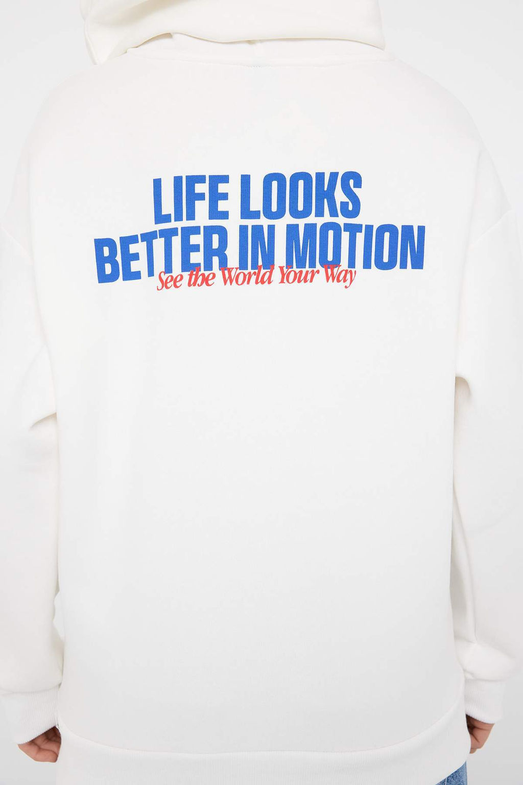 Teen Ekru Oversize/Genis Kal?p Slogan Bask?l? Kal?n Ici Polarl? Orme Sweatshirt TWOAW26SW00163 - Trendyolmilla фото 5