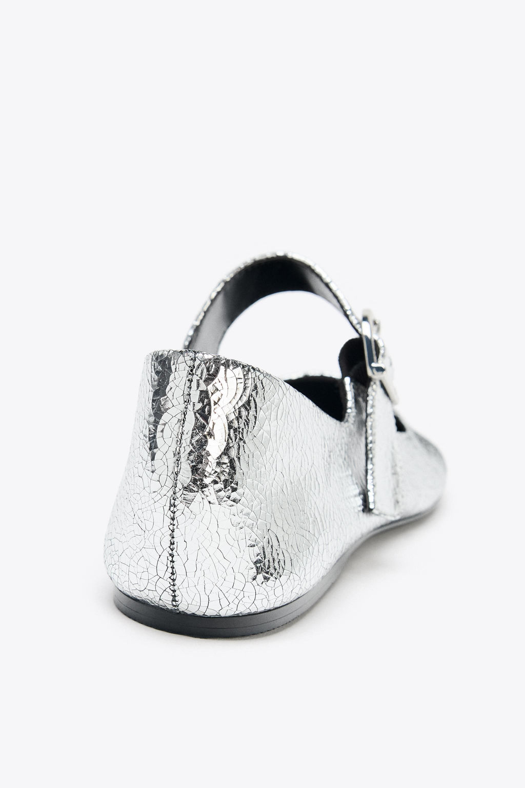 METALLIC LEATHER-EFFECT BALLERINAS - Zara фото 12