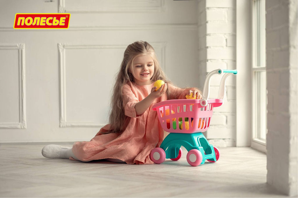 Тележка для маркета Мини + набор продуктов №15 (12 элементов) (в сеточке) - Полесье фото 11