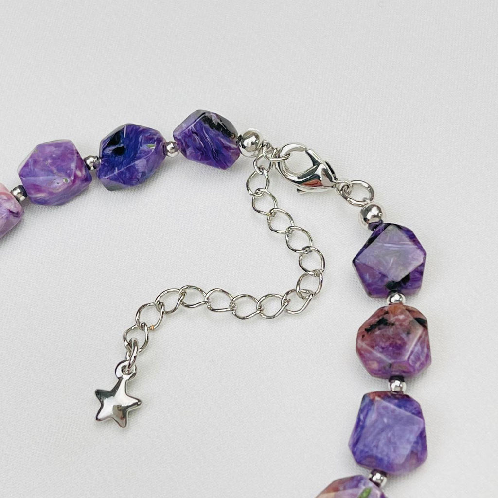 Браслет из Чароита и Лунного камня - Радуга самоцветов фото 4