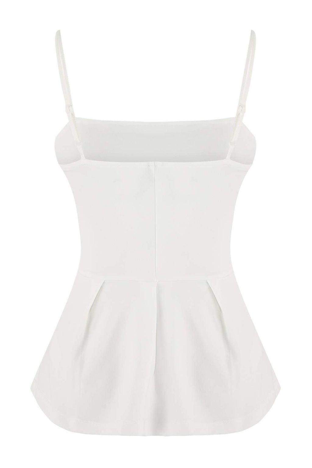 Ekru Peplum Kare Yaka Ince Ask?l? Kolsuz Scuba Krep Orme Bluz TWOSS26BZ00024 - Trendyolmilla фото 6