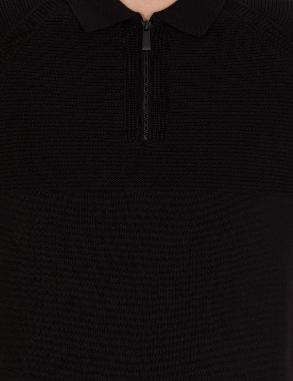Siyah Slim Fit Fermuarl_ Polo Yaka Triko Kazak - Pierre cardin фото 6