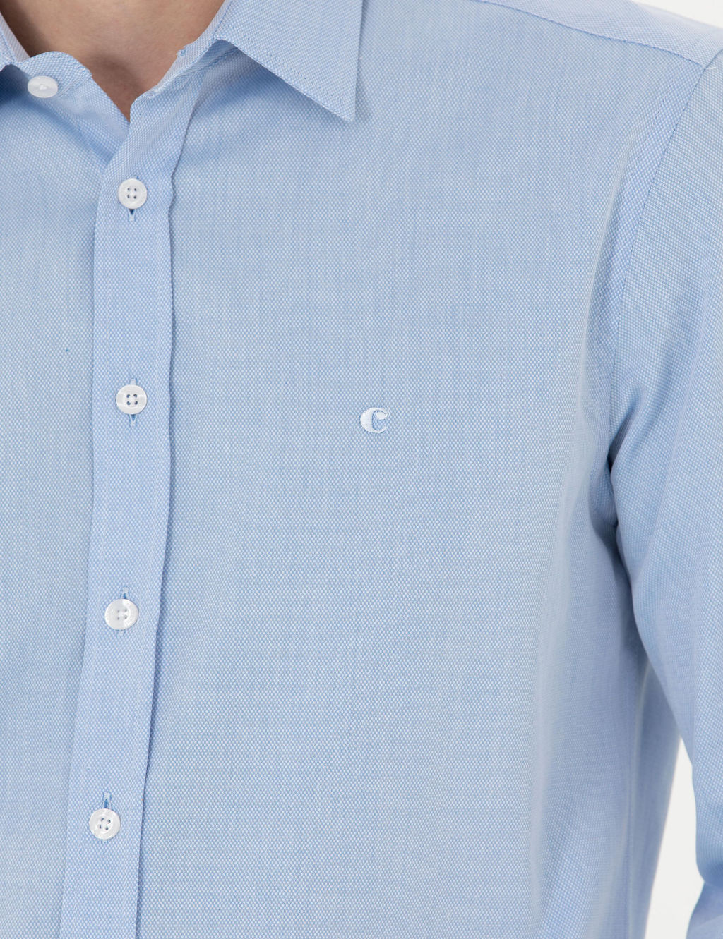 Голубая классическая рубашка приталенного кроя с длинным рукавом - Cacharel фото 7