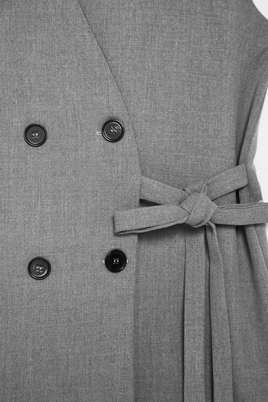 TRENDYOLMILLA Gri Oversize Baglama Detayl? Poliviskon Dokuma Yelek TWOSS25YE00013 фото 7