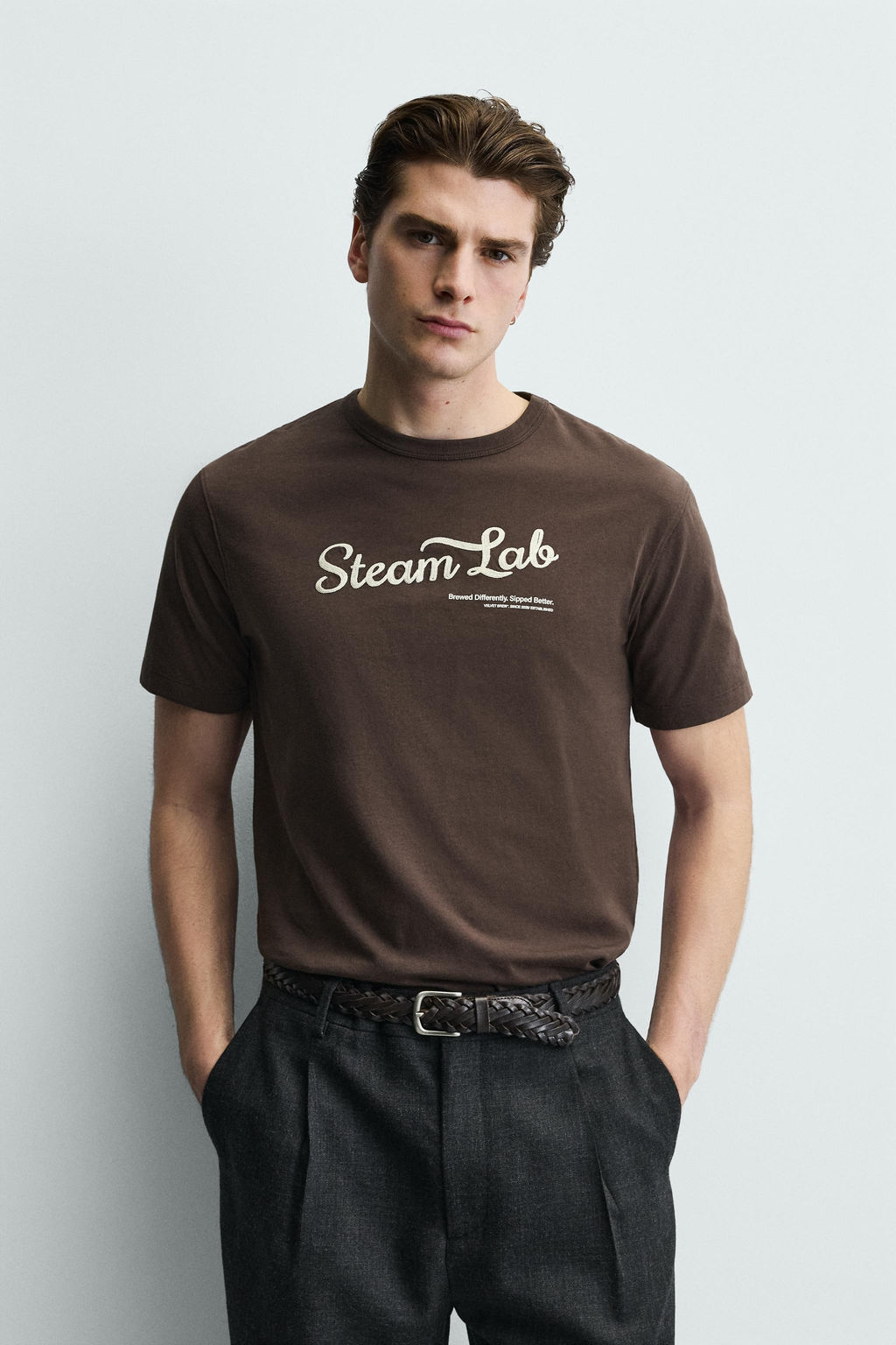 CAMISETA TEXTO BORDADO / Marr?n - Zara фото 2