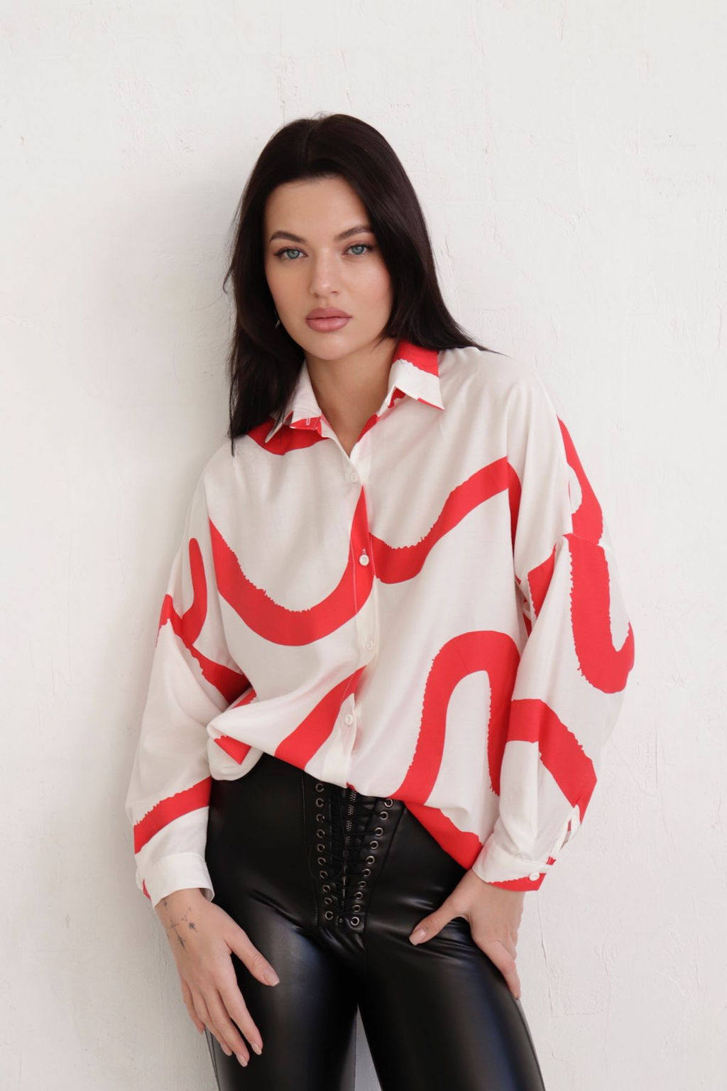 11232 Рубашка белая с красным принтом - Martichelli фото 6