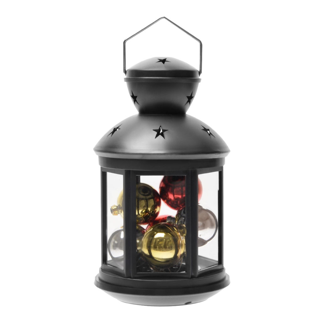 ULD-L1220-010/DTB/RGB BLACK Фонарь со светодиодной гирляндой внутри, на батарейке (в комплект не входит). 10 светодиодов. RGB свет. Режим мигания. Черный корпус. 12*20 см. TM Uniel. - Volpe фото 3