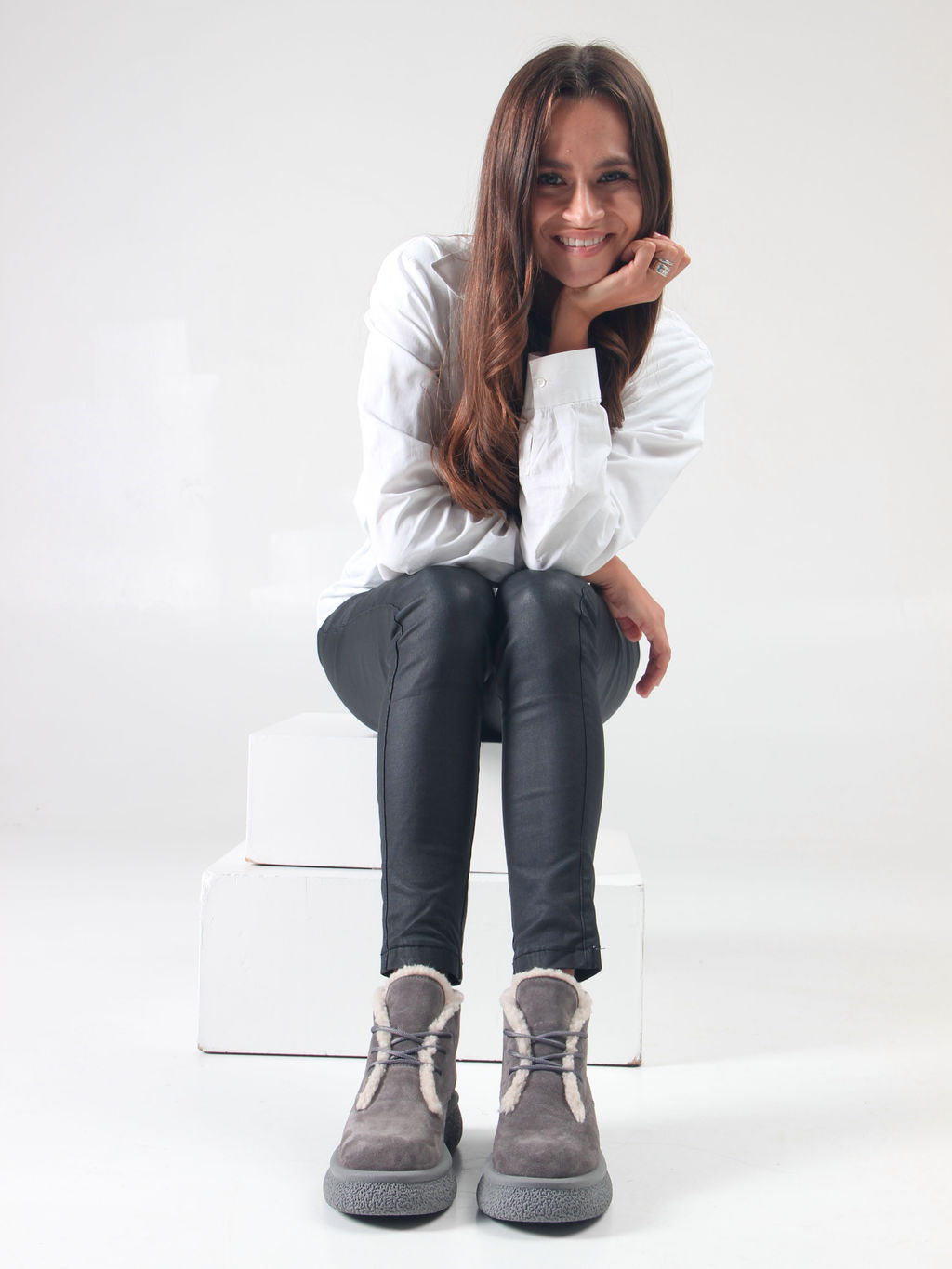 Ботинки 308.агата gr. серый замок замша/Мех