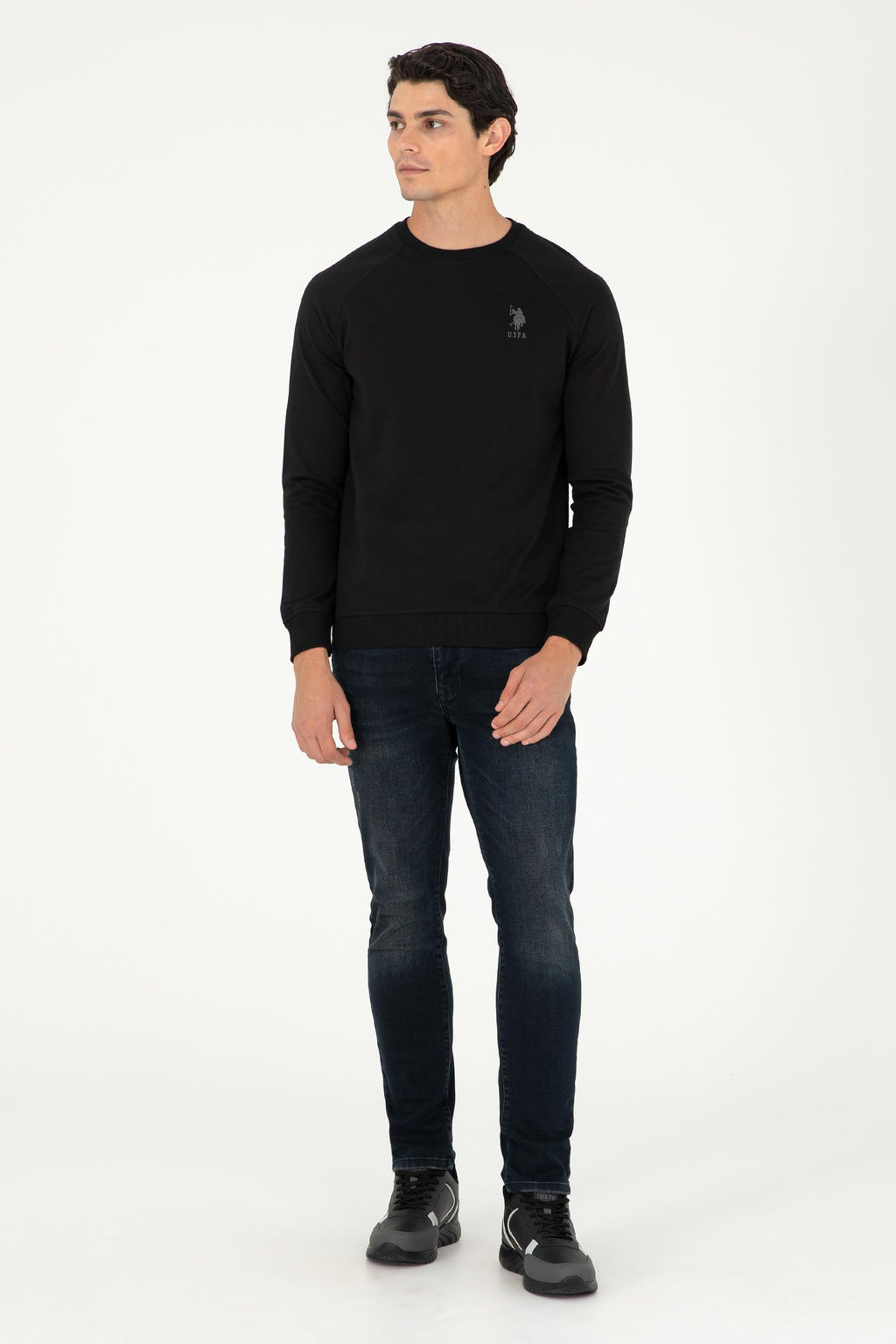 Erkek Siyah Basic Sweatshirt