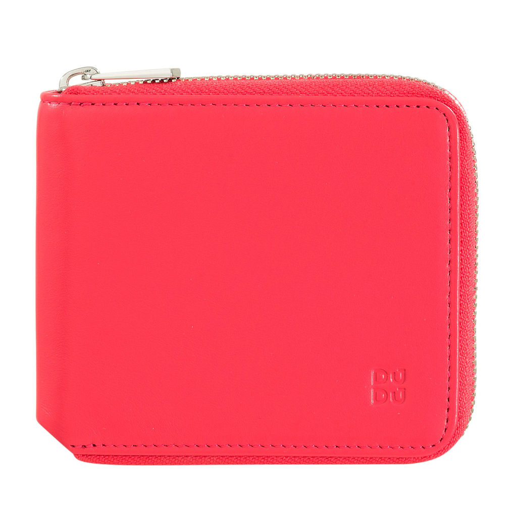 Итальянский кожаный кошелек на молнии DuDu серии Faro | малиновый - Dudubags фото 3